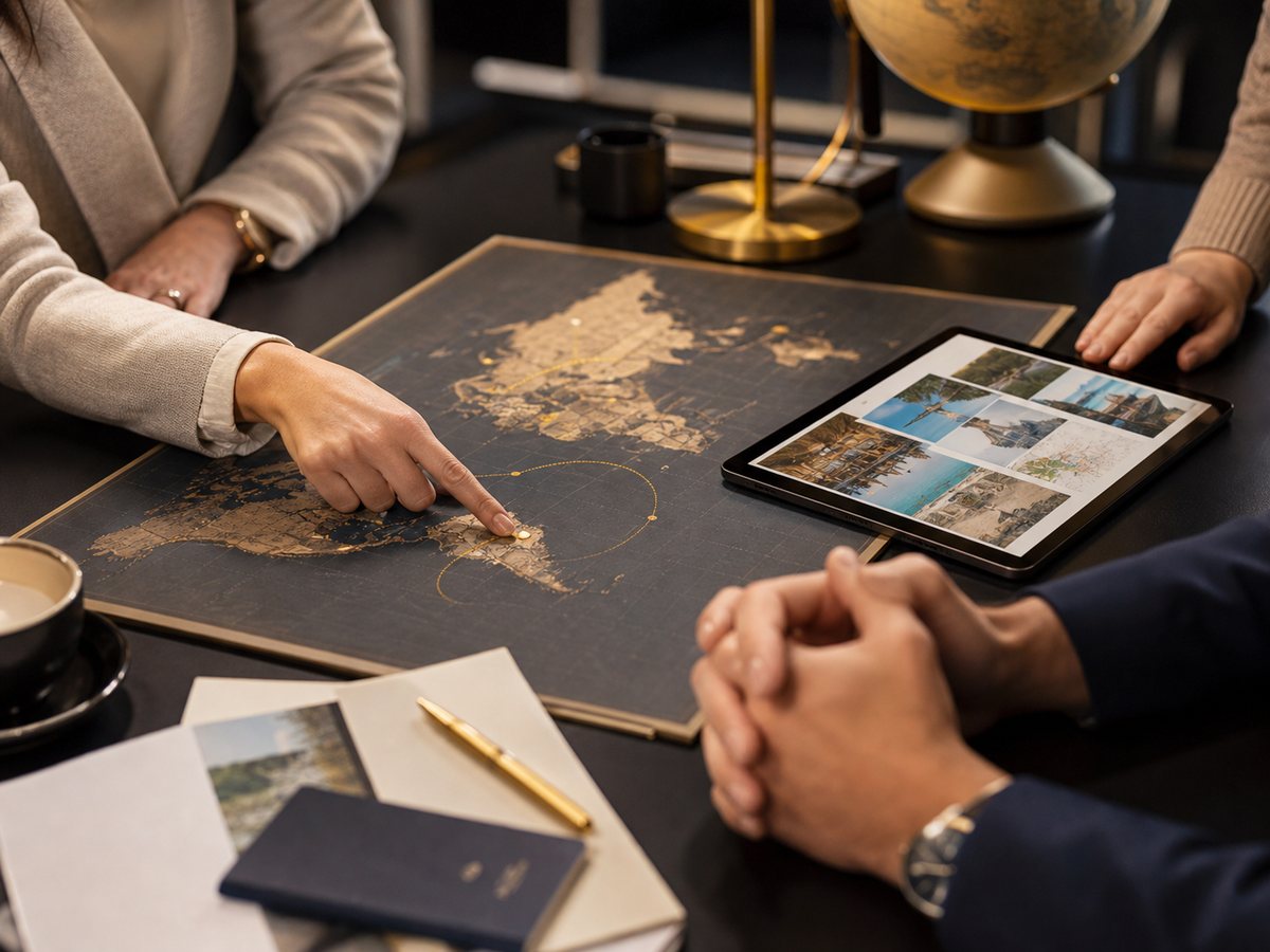 Travellers planning a journey